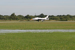 Not a lake, but the flooded grass beween the crowd-line and the runway