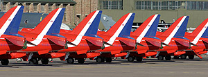 The Red Arrows catch some early evening sun - just as the flying finishes...