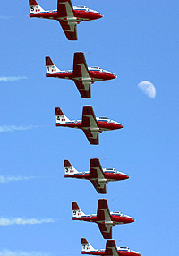 Snowbirds do their thang to the light of the silvery moon. Pic by Aaron Levenson