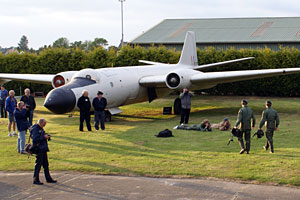 Photographers gather at dusk